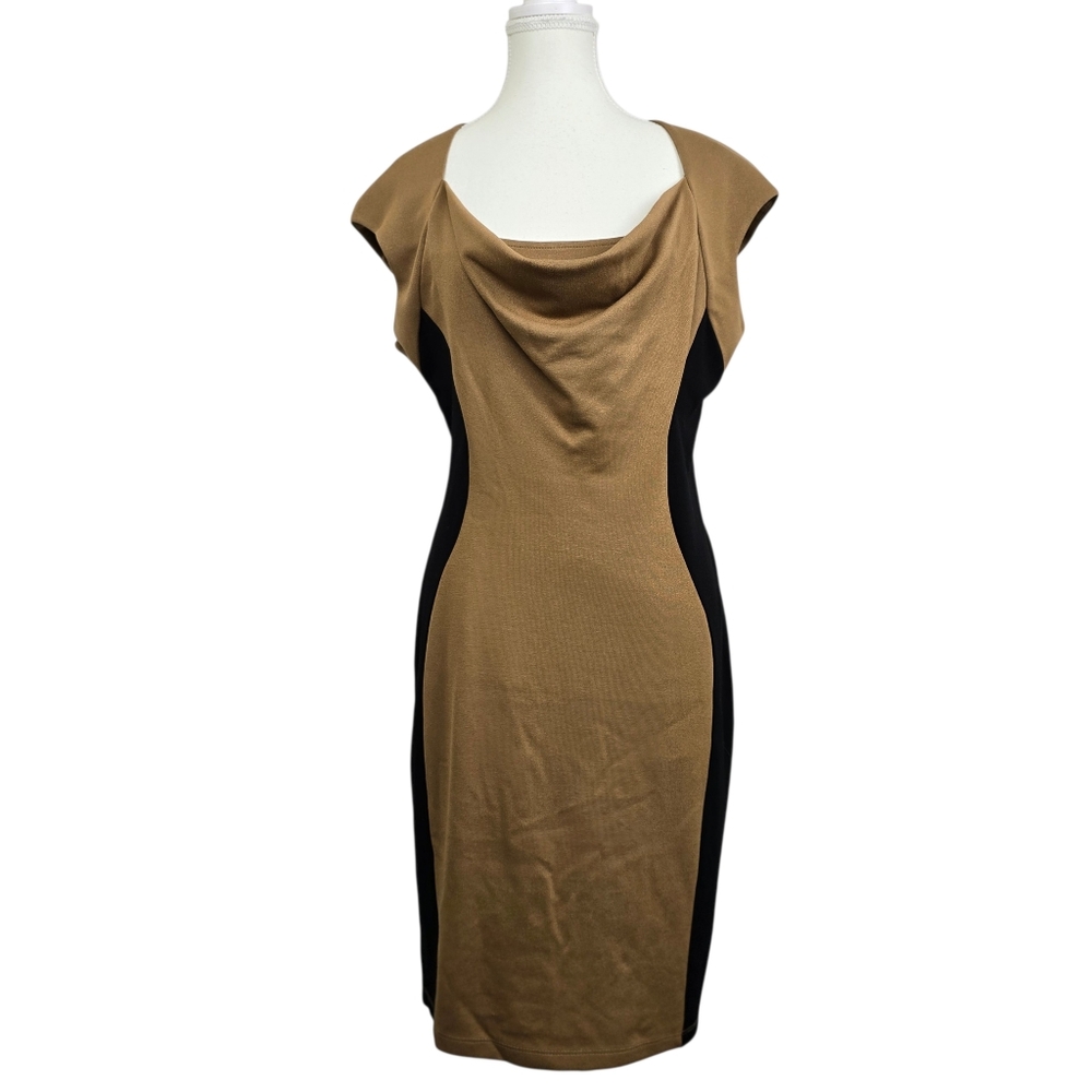 Joseph Ribkoff Colorblock Sleeveless Midi Dress Sz 14 Minimalist Officewear